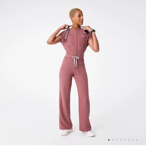 Figs Mauve Rafaela Wide Leg Jumpsuit Scrub